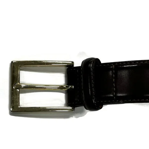Brooks Brothers ItalianLeather Belt Dark Brown Cognac Brass Buckle Mens 42